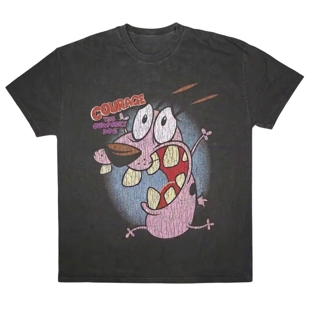 Courage the Cowardly Dog Graphic Tee Vintage Wash Black Cartoon Network Shirt